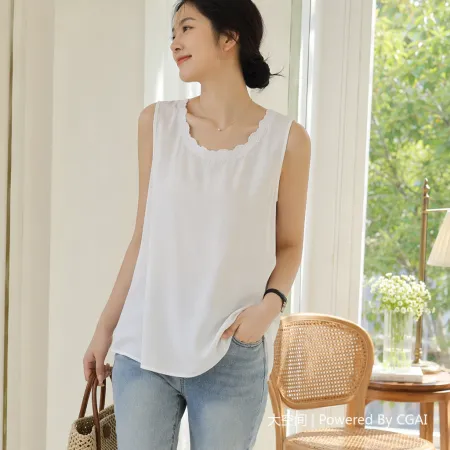 Artistic, retro and elegant sleeveless vest top, new summer style, cotton and linen, comfortable and versatile, round neck, inner and outer wear, women's wear 113403185 Artistic, retro and elegant sleeveless vest top, new summer style, cotton and linen, comfortable and versatile, round neck, inner and outer wear, women's wear 113403185